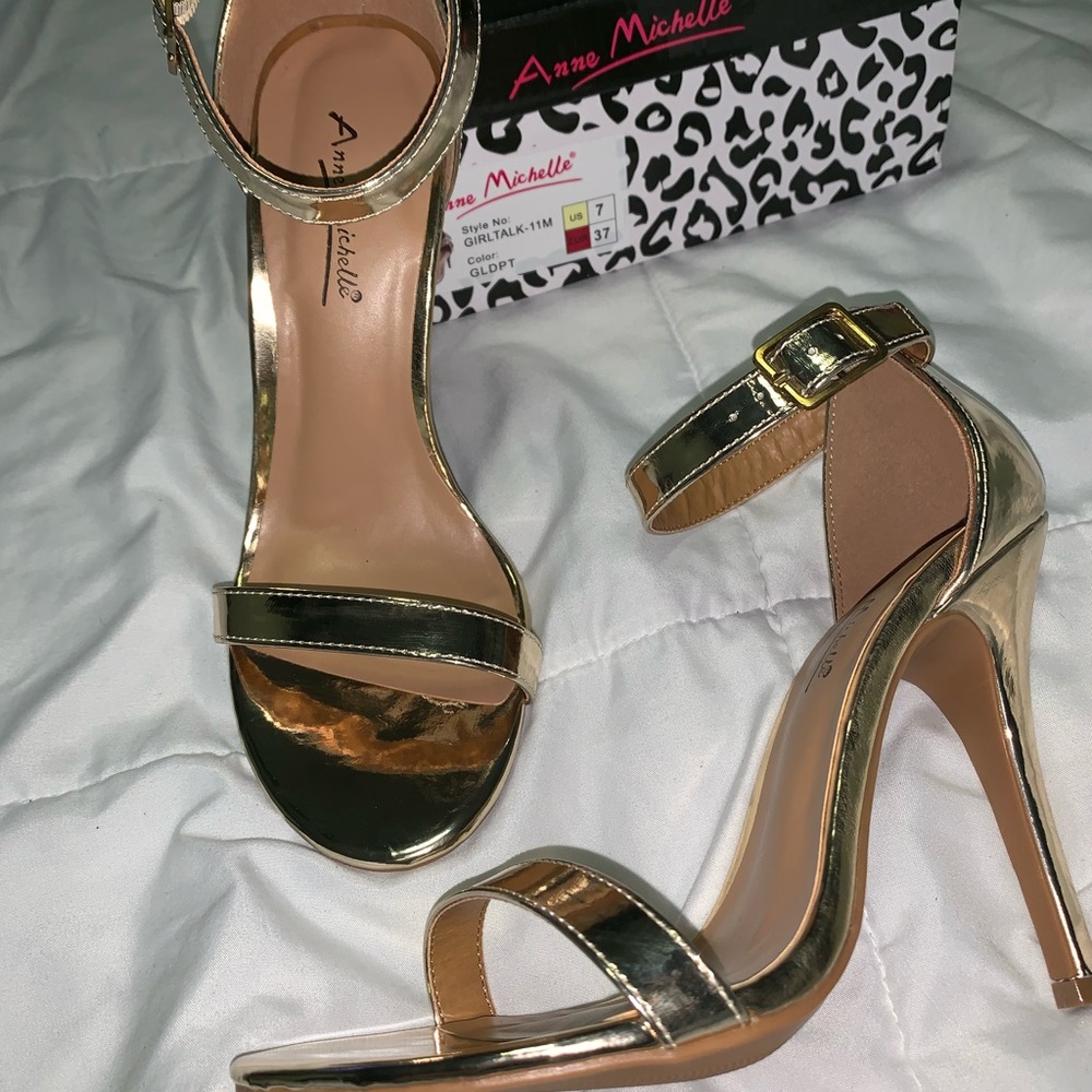 Anne Michelle gold sandal high heels new w box